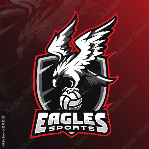 eagle vector mascot logo design with modern illustration concept style for badge, emblem and tshirt printing. angry eagle illustration by holding the ball.