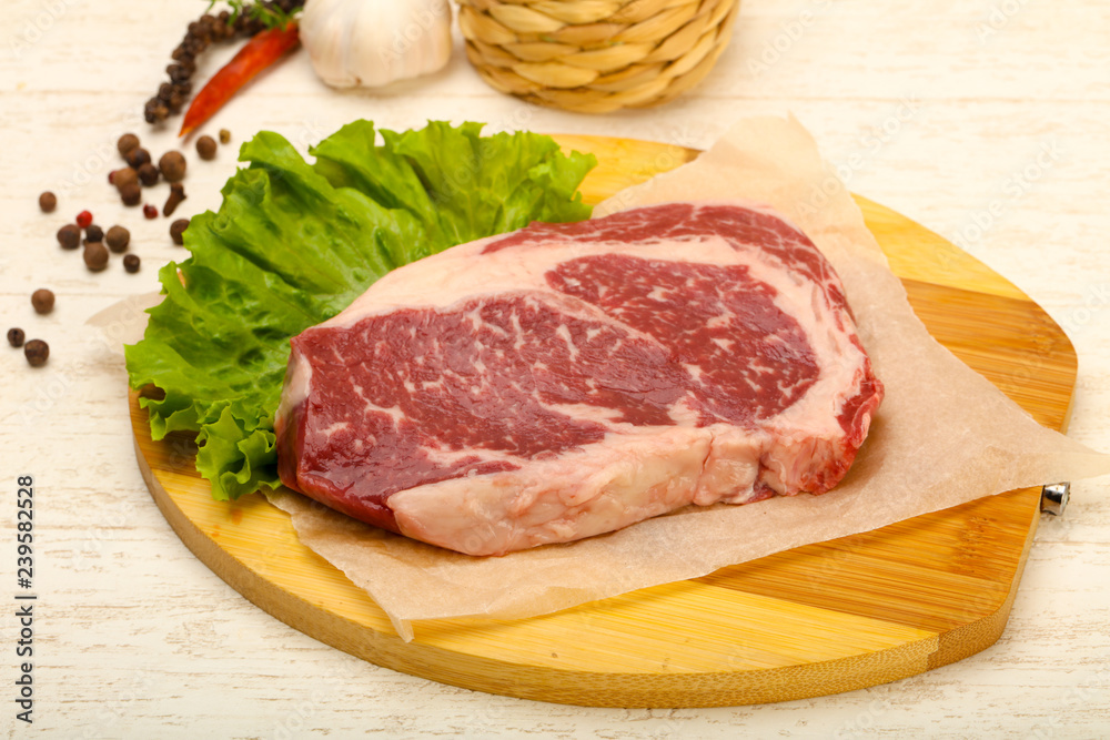 Rib eye raw steak