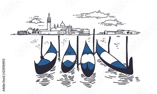 Piazza San Marco Venice hand drawn vector illustration.