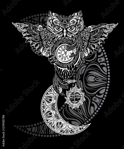 vector Owl tattoo