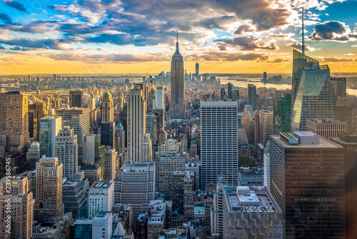 Photography New York City Skyline and Historic Buildings, aerial view, USA