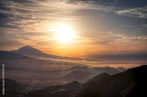 sunset in mountains of Tenerife