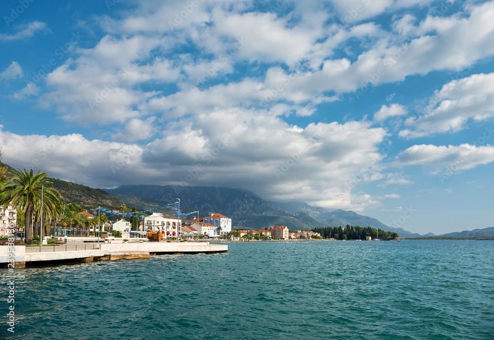 Beautiful old town above sea of Tivat Montenegro, Tivat. 