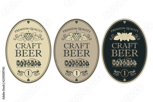 collection of beer labels in retro style