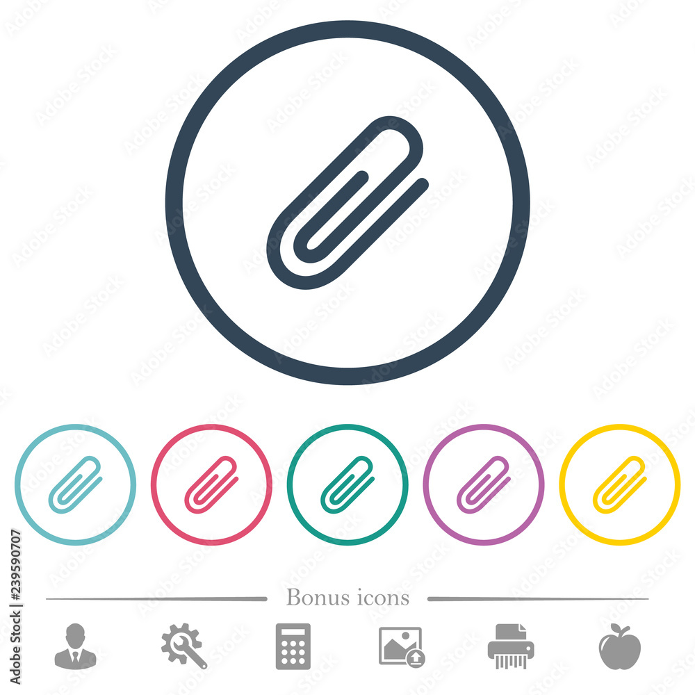 Attachment flat color icons in round outlines Attachment flat color icons in round outlines