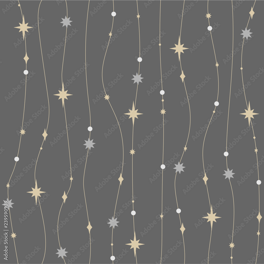 Holiday background, seamless magic pattern with stars. Vector illustration