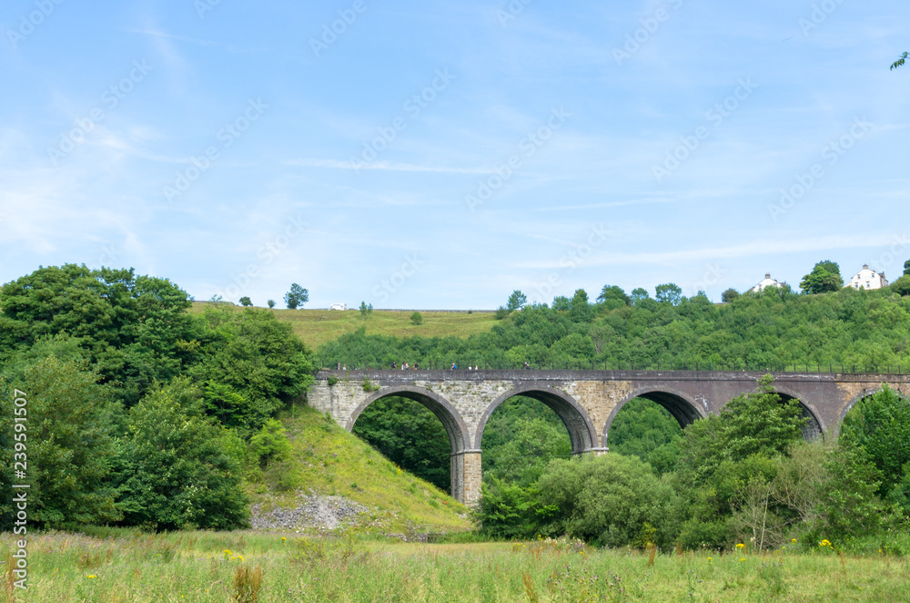 Headstone Viaduct in the Monsal Dale in summer. Photo taken in the English Peak District, Derbyshire, UK