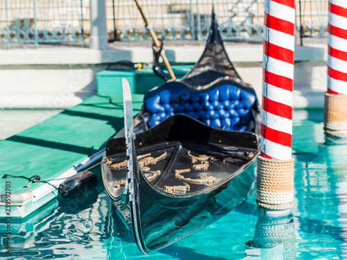 View of the handola in the channel of the Venetian hotel in Las Vegas, Nevada, USA. With selective focus.