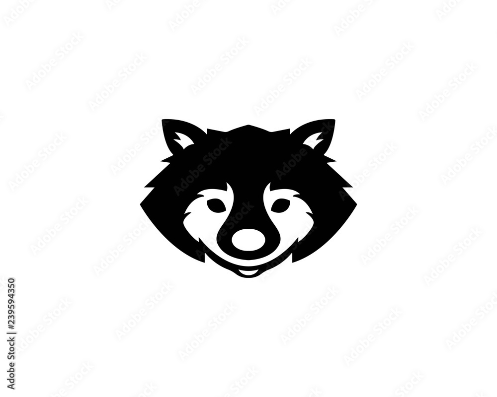 Fototapeta Cute Black raccoon logo vector icon illustration design