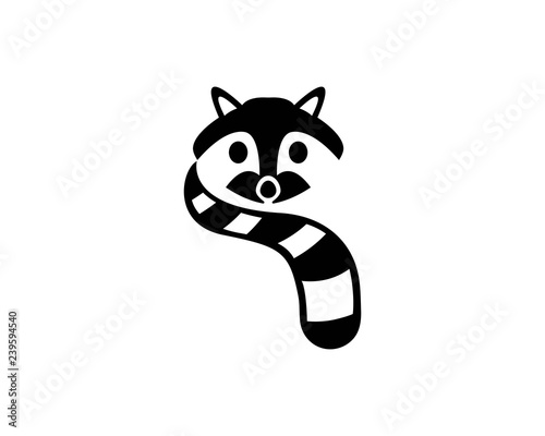 Cute Black raccoon logo vector icon illustration design 
