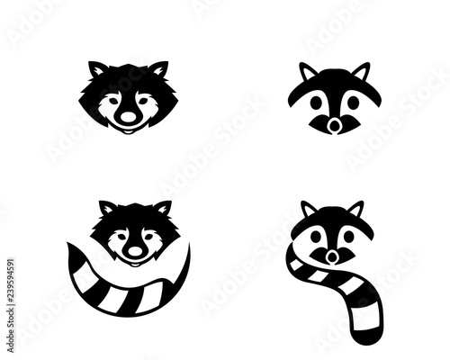 Fototapeta Naklejka Na Ścianę i Meble -  Cute Black raccoon logo vector icon illustration design 
