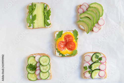 Healthe vegetarian sandwich on a white background photo