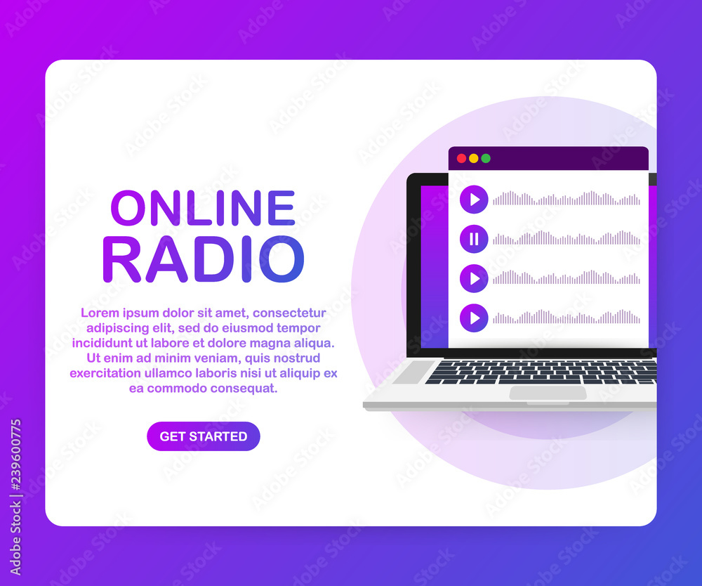 Concept of internet online radio streaming listening, people relax listen  dance. Music applications, playlist online songs, radio station. Vector  illustration. Stock Vector | Adobe Stock