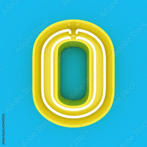 3d render  yellow neon sign blue background