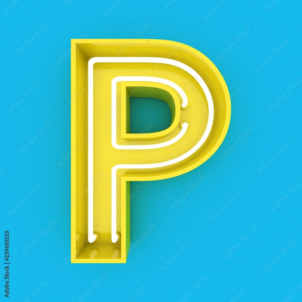 3d render yellow neon sign blue background 3d render yellow neon sign blue background