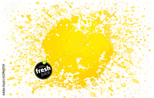 Lemon fruit in a splash of juice. A burst of vitamins and spray freshness. White background – Vector