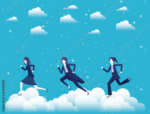 businesswomen competing in the sky