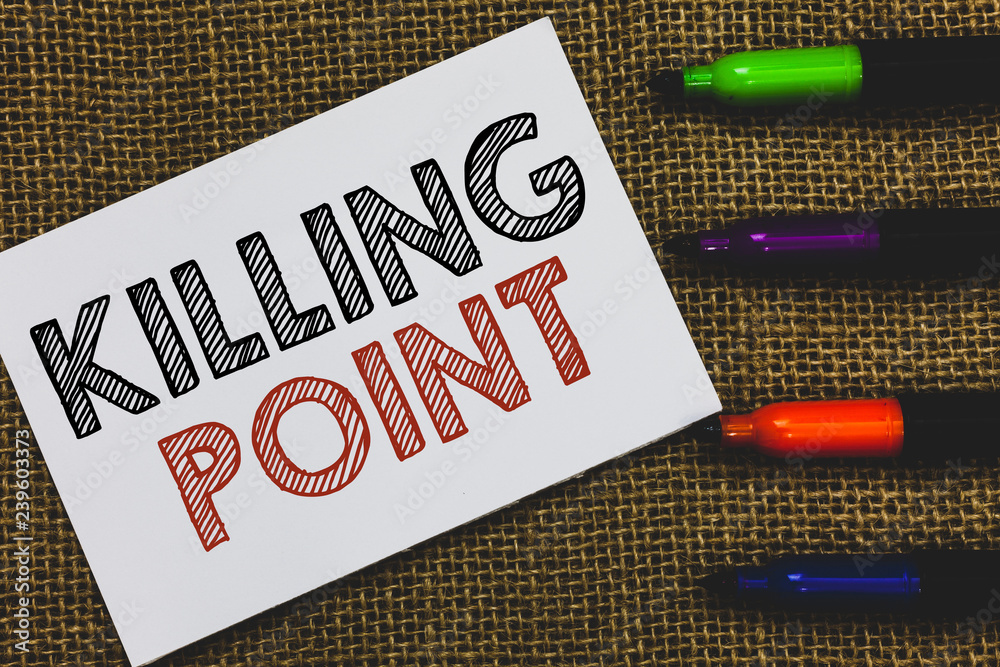Handwriting text Killing Point. Concept meaning Phase End Review Stage ...