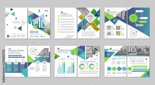 Brochure creative design. Multipurpose template, include cover, back and inside pages. Trendy minimalist flat geometric design. Vertical a4 format.