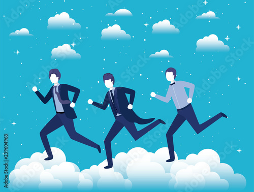 businessmen competing in the sky