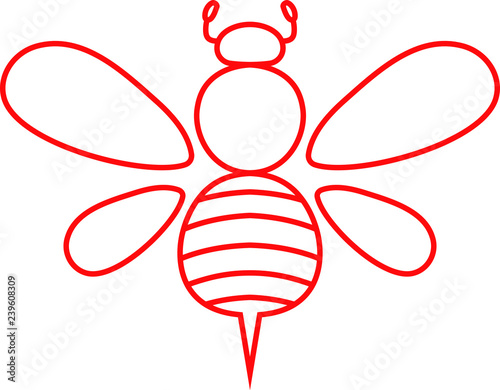 Red Cute bee outline