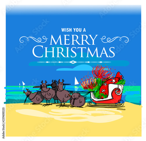 Merry Christmas New Zealand poster