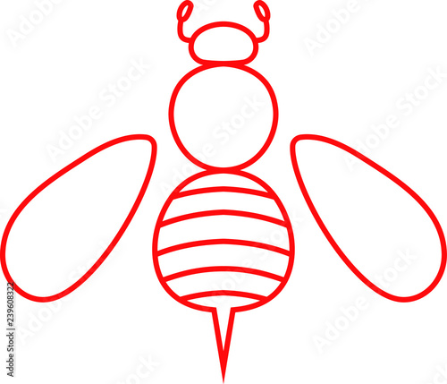 Red Cute bee outline