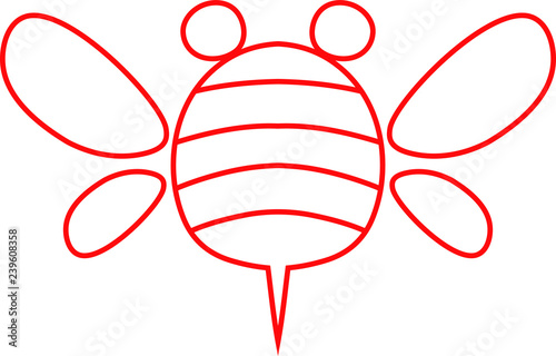 Red Cute bee outline