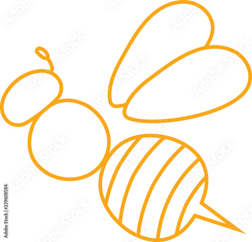 Yellow Cute bee outline