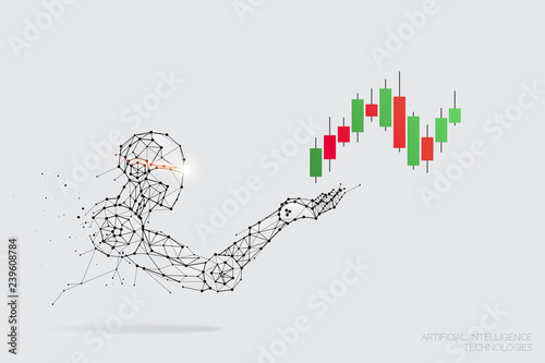 The particles, geometric art, line and dot of AI Technology.