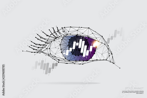 The particles, geometric art, line and dot of eye and graph.