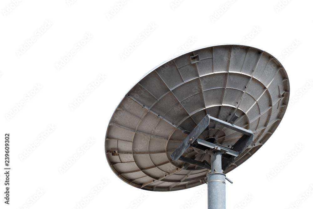 back side satellite Dish Isolated on White Background