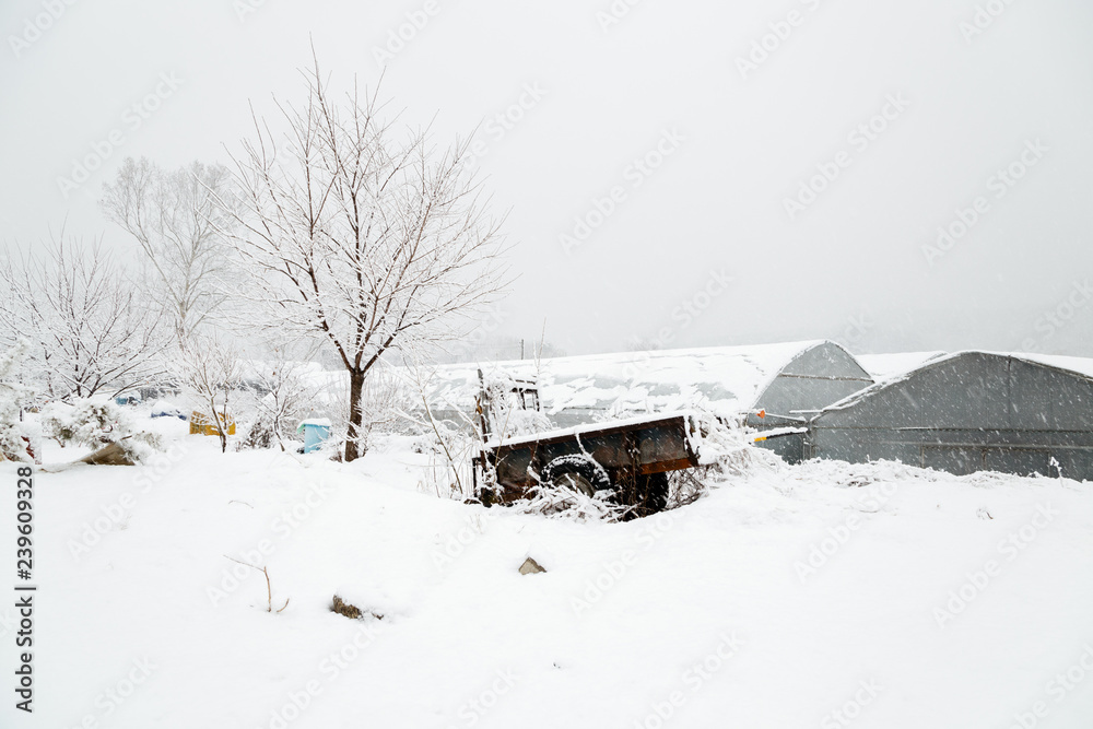 Snow covered rural farm village at Winter Snow covered rural farm village at Winter