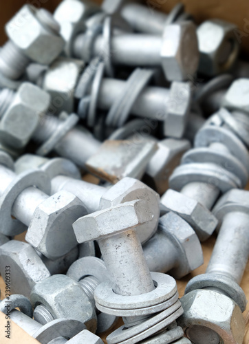 Close up group of metal screws