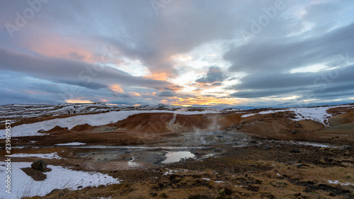 Sunrise over geothermal fields 2