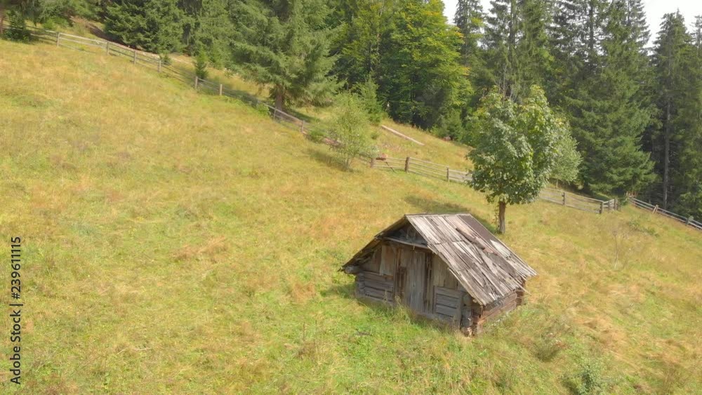 Tumbledown Cabin on a Farm in the Ukrainian Carpathian Mountains Tumbledown Cabin on a Farm in the Ukrainian Carpathian Mountains