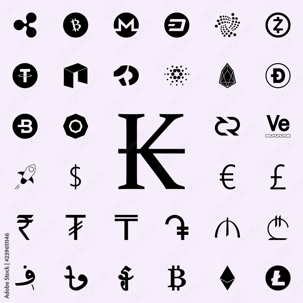 kip icon. Crepto currency icons universal set for web and mobile