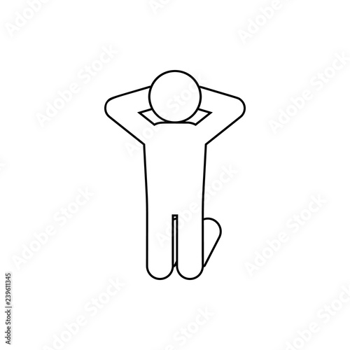 arrested man on his knees icon. Element of Crime for mobile concept and web apps icon. Thin line icon for website design and development, app development photo