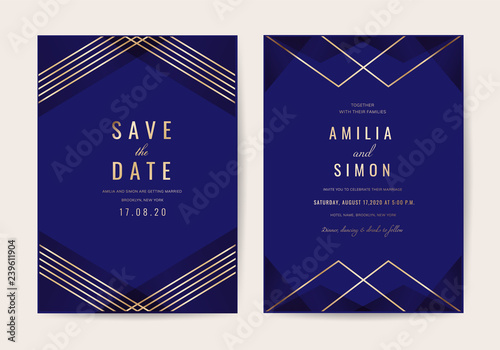 Wedding invitations card with Luxurious geometric pattern vector design template
