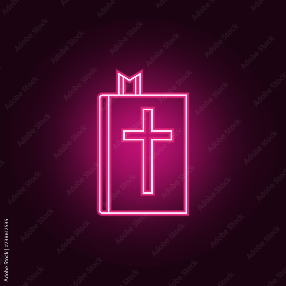 Obraz premium Bible icon. Elements of Easter in neon style icons. Simple icon for websites, web design, mobile app, info graphics