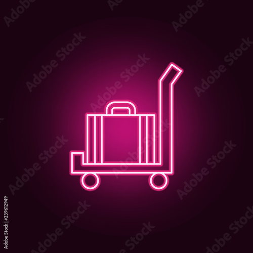 luggage on a cart icon. Elements of hotel in neon style icons. Simple icon for websites, web design, mobile app, info graphics