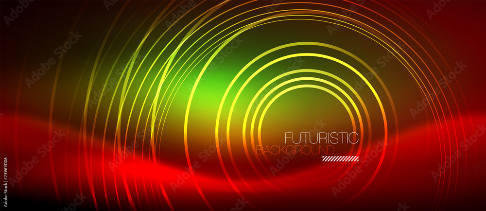 Neon glowing techno lines, hi-tech futuristic abstract background template with square shapes Neon glowing techno lines, hi-tech futuristic abstract background template with square shapes