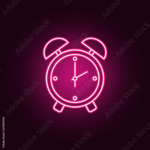 alarm clock icon. Elements of hotel in neon style icons. Simple icon for websites, web design, mobile app, info graphics
