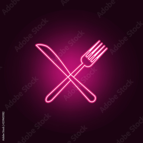fork and knife icon. Elements of hotel in neon style icons. Simple icon for websites, web design, mobile app, info graphics