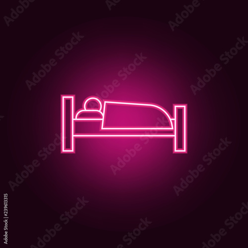 sleeper icon. Elements of hotel in neon style icons. Simple icon for websites, web design, mobile app, info graphics
