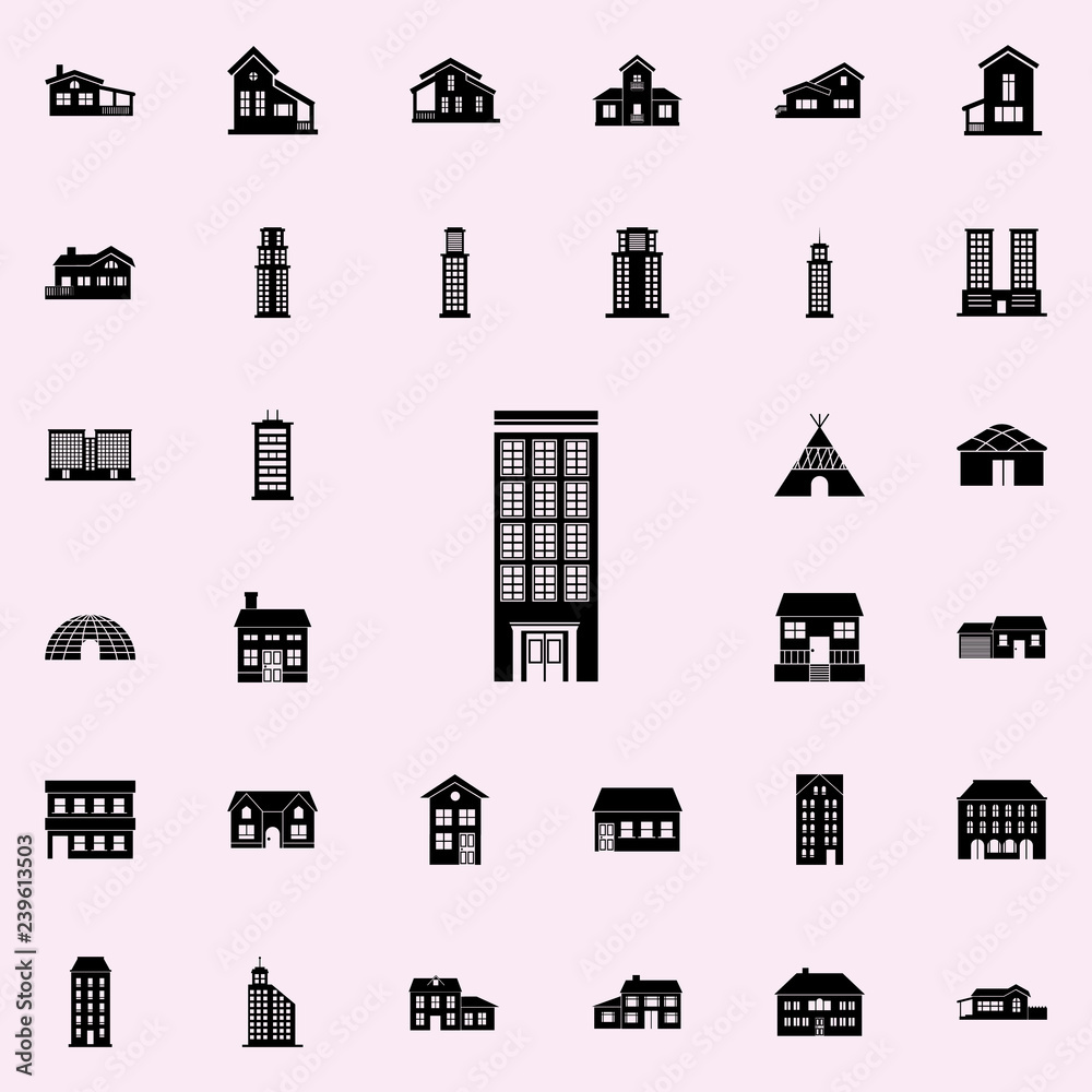 one-block building icon. house icons universal set for web and mobile