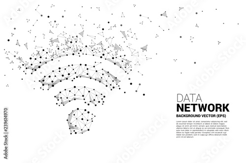 Vector dot connect line circuit board style mobile data icon. Concept for data transfer of mobile and wi-fi data network.