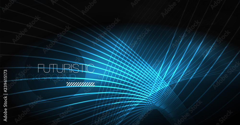 Fototapeta premium Digital technology abstract background - neon geometric design. Abstract glowing lines. Colorful techno background. Futuristic shape.