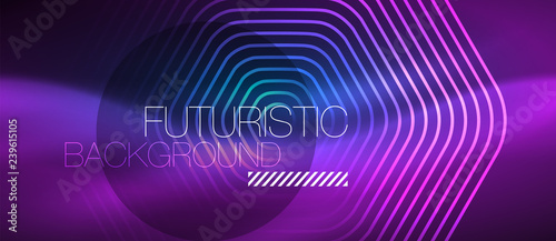Neon glowing lines, magic energy space blue light concept, abstract background wallpaper design