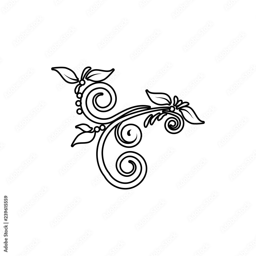 ornament with leaves icon. Element of ornaments for mobile concept and web apps icon. Thin line icon for website design and development, app development
